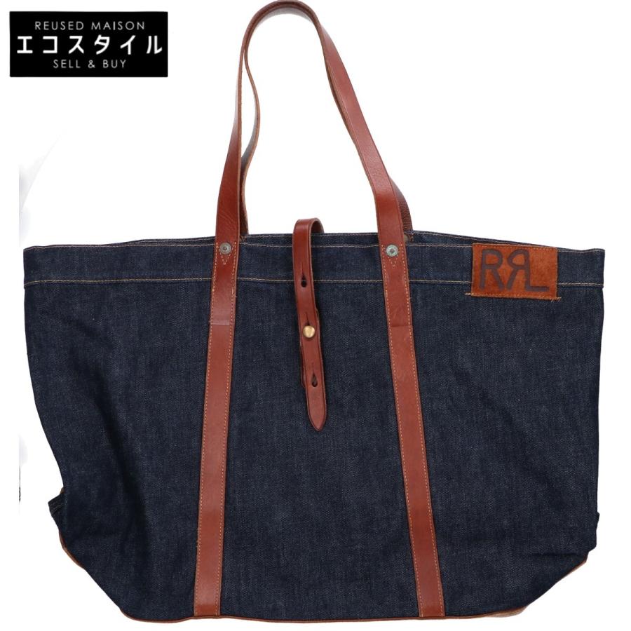 RRL ダブルアールエル USED加工 レザートリム デニム トートバッグ