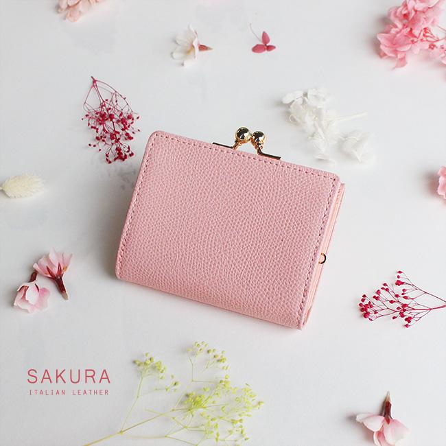 花色財布】イタリア革 ミニ がま口 財布 レディース コンパクト財布