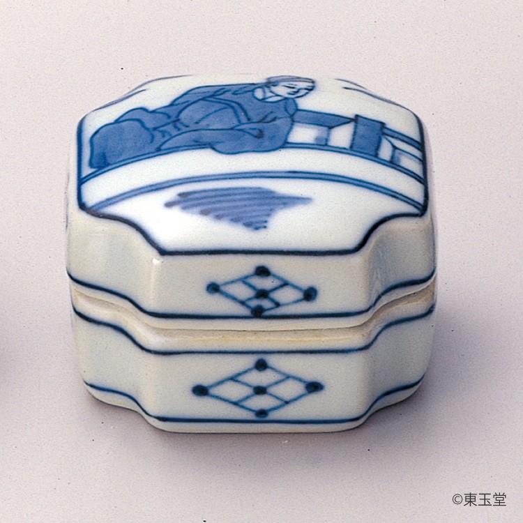 香合 呉須 周茂叔（しゅうもしゅく） 景徳鎮 王懐英作 (桐箱入） : お