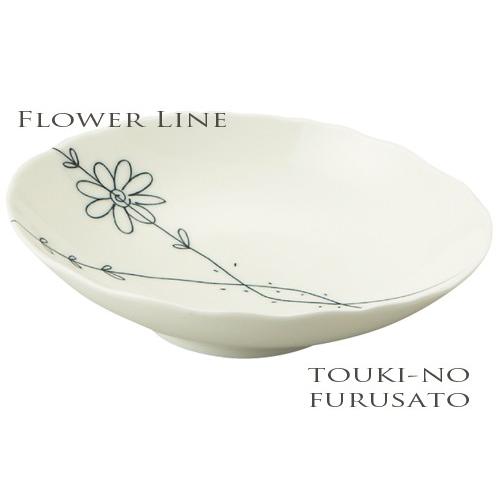 食器 おしゃれ フラワーライン七〇楕円深皿 幅22.5cm 磁器 カレー