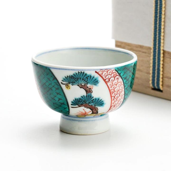 九谷焼 ぐい呑 松竹梅 / 三ツ井為吉 ｜ 桐箱入り 酒器 盃 ぐい呑 人気