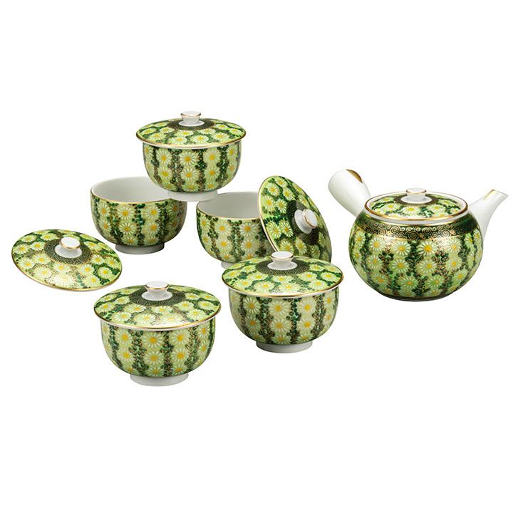 九谷焼 蓋付茶器 菊詰 和食器 茶器 急須 汲出し 湯呑 セット 人気