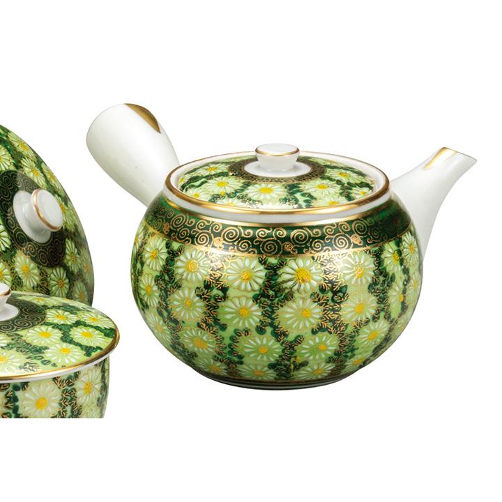 九谷焼 蓋付茶器 菊詰 和食器 茶器 急須 汲出し 湯呑 セット 人気