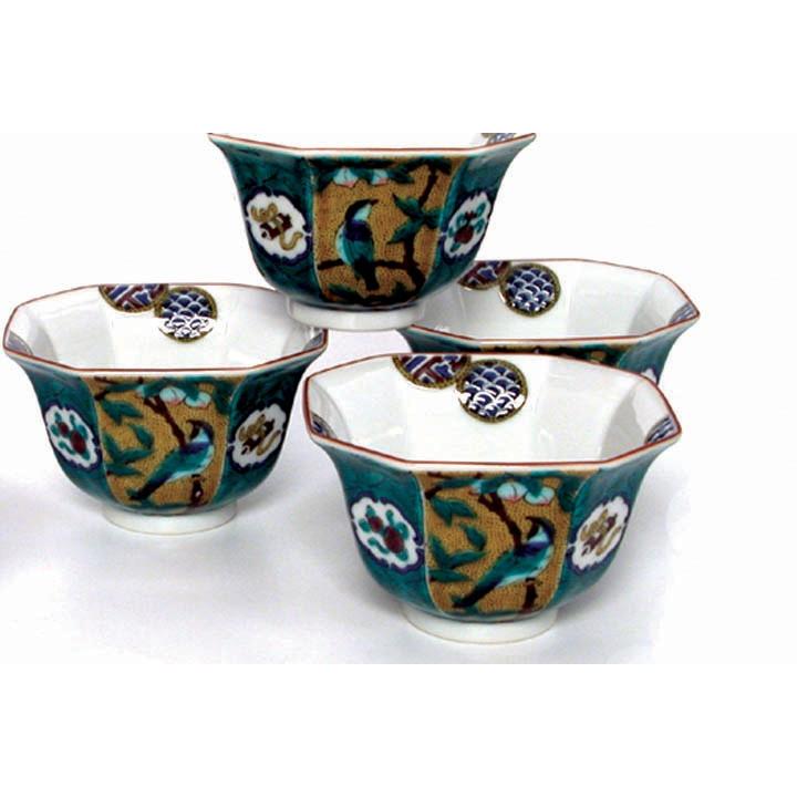 九谷焼 小鉢揃 吉田屋風桃に鳥 / 青郊窯 和食器 鉢 小鉢 人気 ギフト