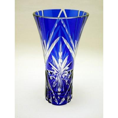 切子 ナルミ グラスワークス ワルツカット 色被せ切子 20cm花瓶