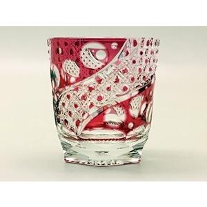 江戸切子 ミツワ硝子工芸-彩鳳- 八角籠目文様 オールド 金赤 : 神楽坂