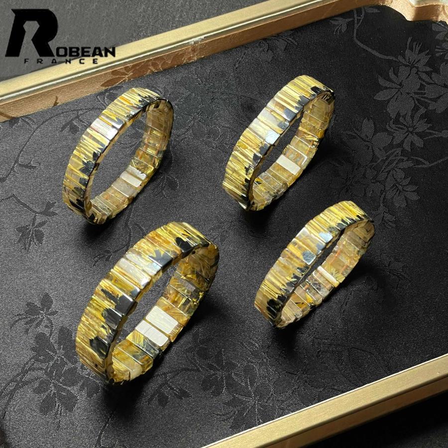 上級EU製☆ROBEAN・太陽花タイチンルチルバングル☆黄金針水晶