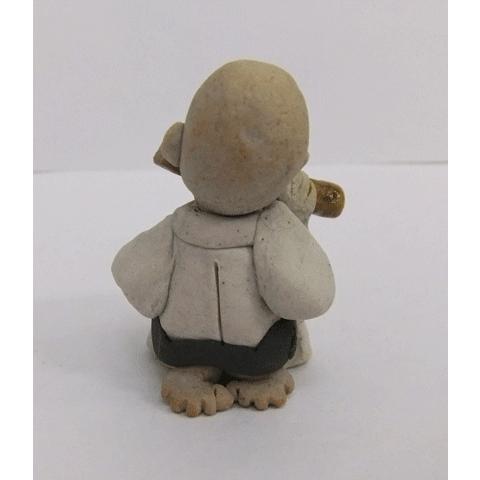 手作りの陶人形 一休さん 横竹笛 縁起 癒し 美濃焼人形 細川智晴作