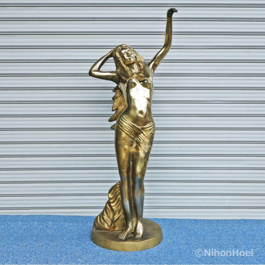 送料無料 ◇ 金属製 アンティーク調 ブロンズ像 女性 直径300×高さ
