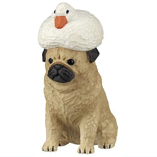 あかねの木彫り アヒルと犬 [3.パグ]【 ネコポス不可 】【C