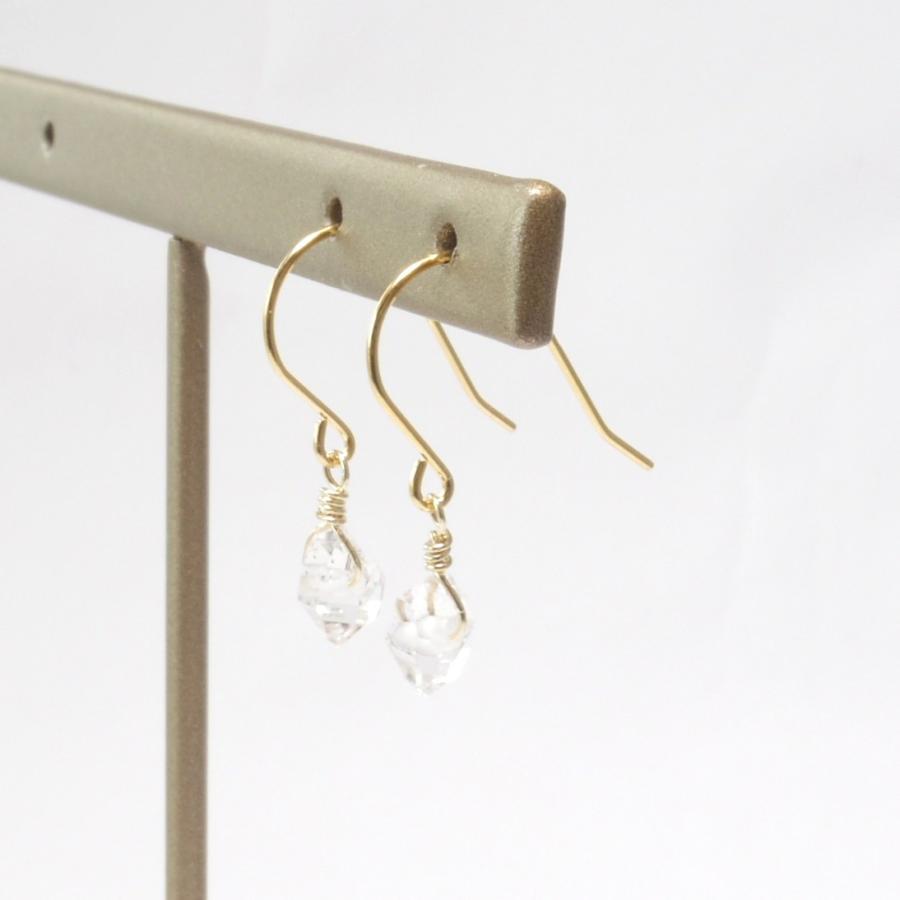 ピアス レディース ハーキマーダイヤモンド 14KGF フックピアス 決算大