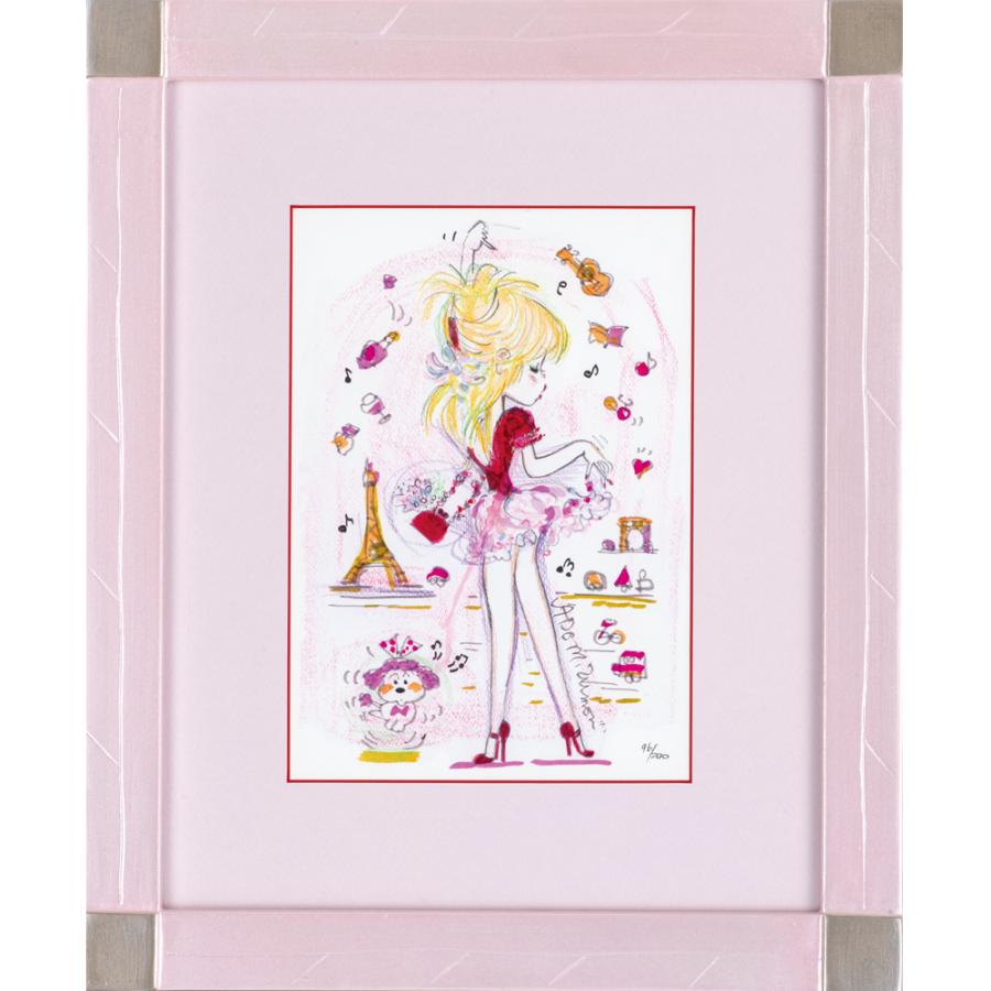 水森亜土 版画 「 ラ・ヴィアン・ローズ 」 縦46.3×横38.6cm 人気