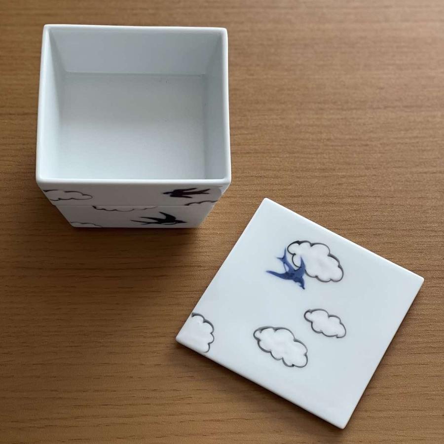 雲つばめ 二段重箱 陶器 おしゃれ 有田焼 2段重箱 手描き 食器 ツバメ