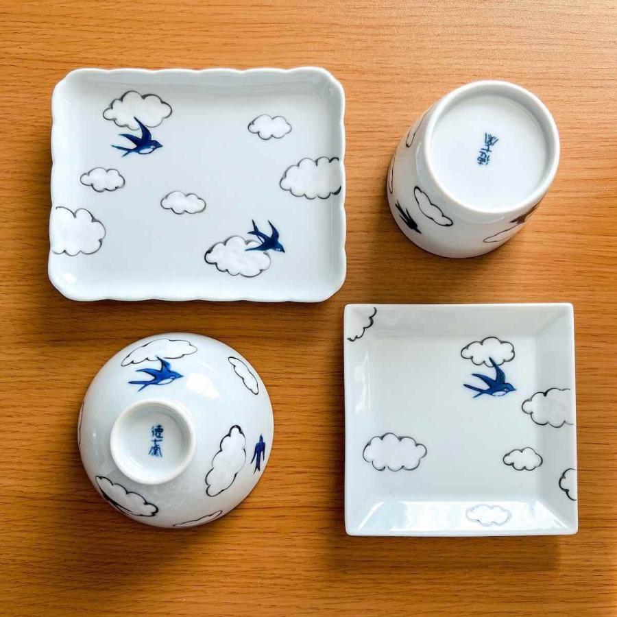 雲つばめ 角銘々皿 長角皿 角皿 長皿 北欧 おしゃれ 有田焼 手描き