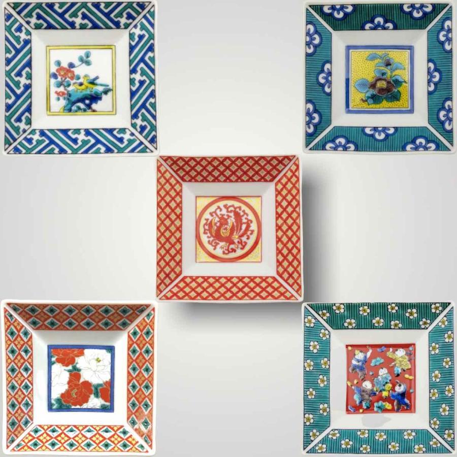 九谷焼 3号角皿 時代画風 角皿 豆皿 5枚セット おしゃれ 食器