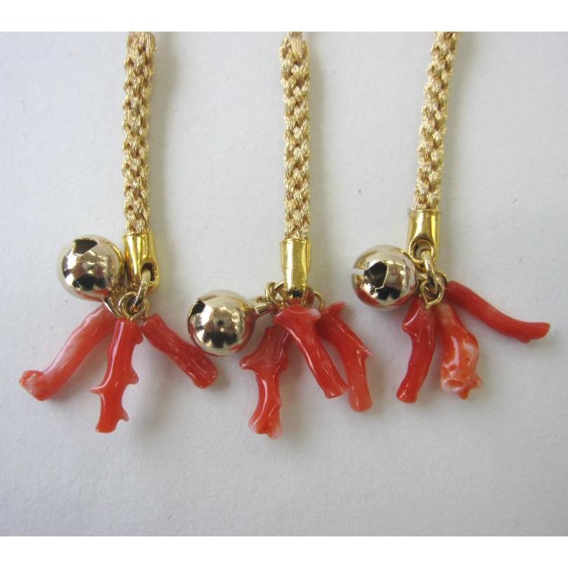 日本 高知産赤珊瑚 枝の根付 （3個付） 開運 お守り 厄除け 『宝石