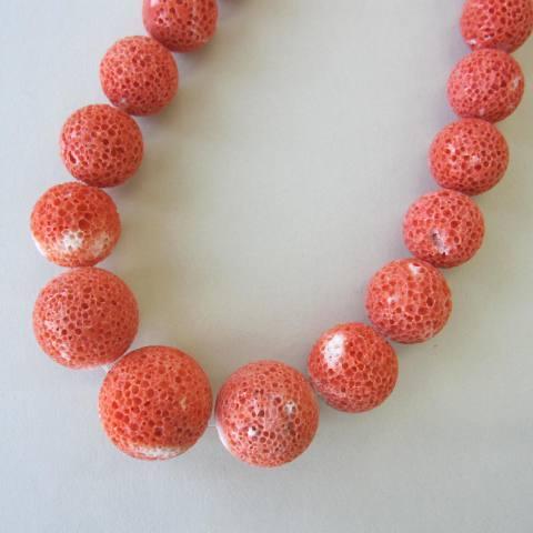 豪華・大粒】 桃珊瑚す玉のネックレス /センター22.9ミリ/SILVER