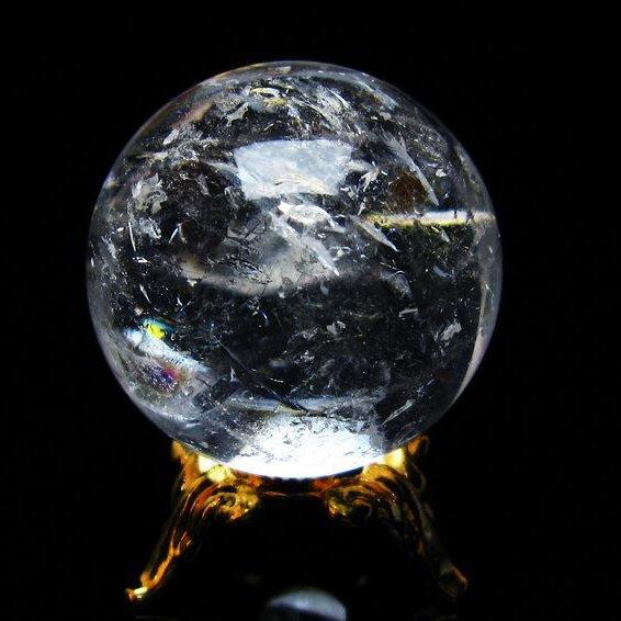 水晶 スフィア 丸玉 虹入り 27mm 水晶玉 置物 一点物 141-4961