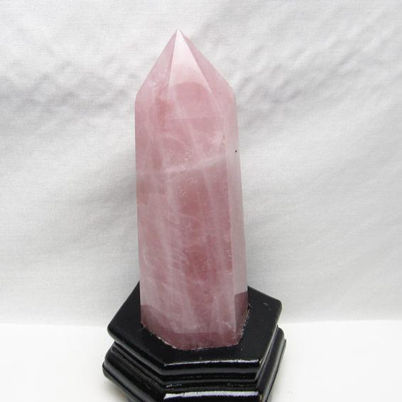 ローズクォーツ ポイント 六角柱 台座付属 一点物 152-2587 : 天然石