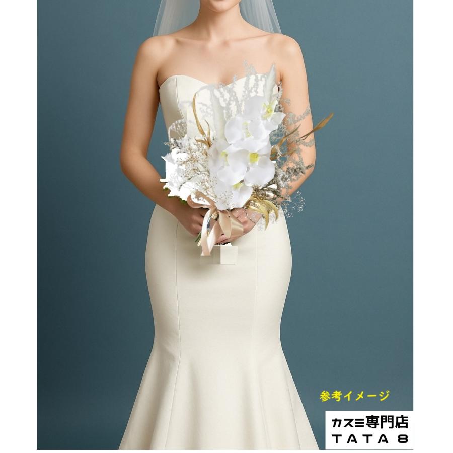 Tata8】ウェディングブーケ(ブートニアなし) 高級造花胡蝶蘭 白無垢