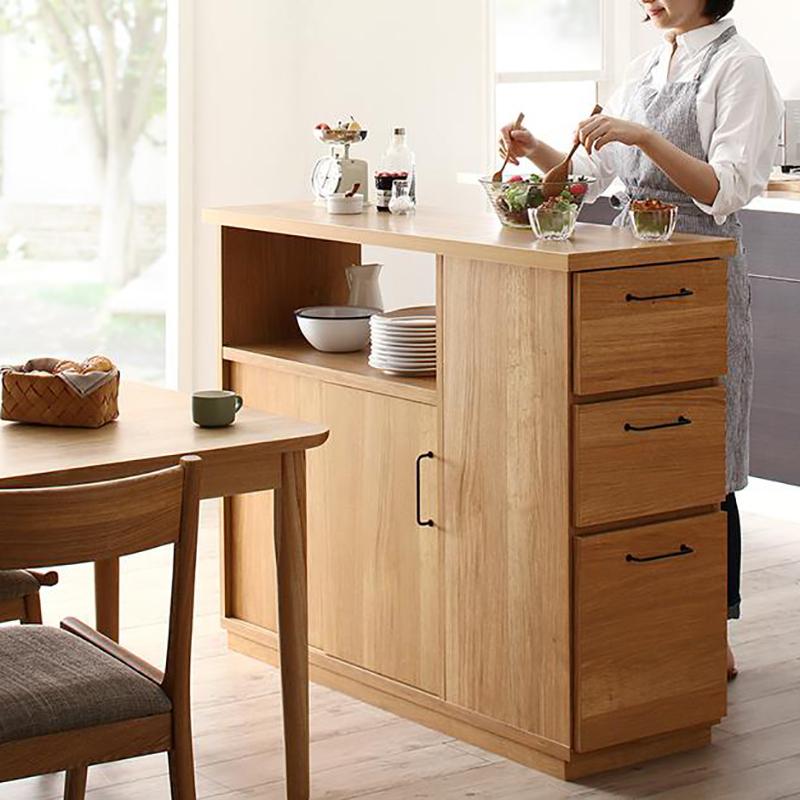 キッチンカウンター 幅120cm 国産 日本製 3面収納 ウォールナット