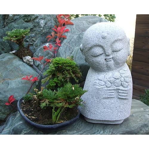 お祈り地蔵 Aタイプ 高さ約30cm 石台付き (高さ約5cm) 白御影石 石種G