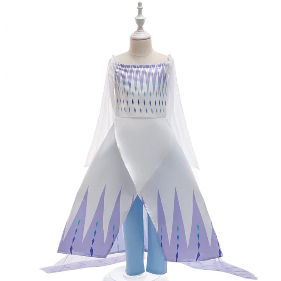 アナ雪2 エルサ風 ドレス 子供 コスプレ 衣装 仮装 白 ホワイト 新作