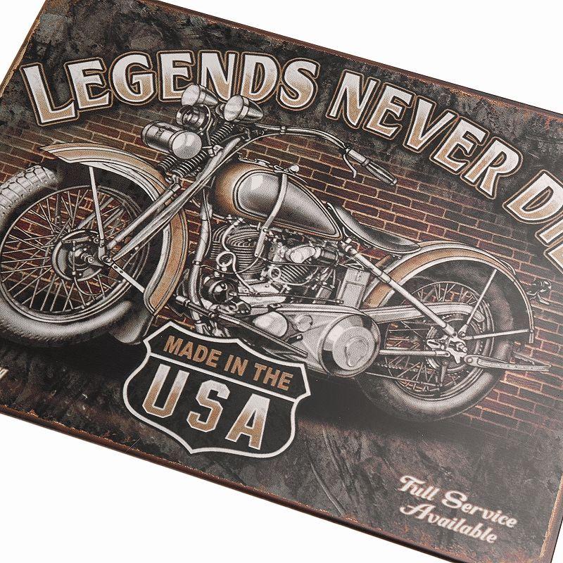 ブリキ看板 ガレージ オートバイク バイク 黒 ポスター 絵アートパネル