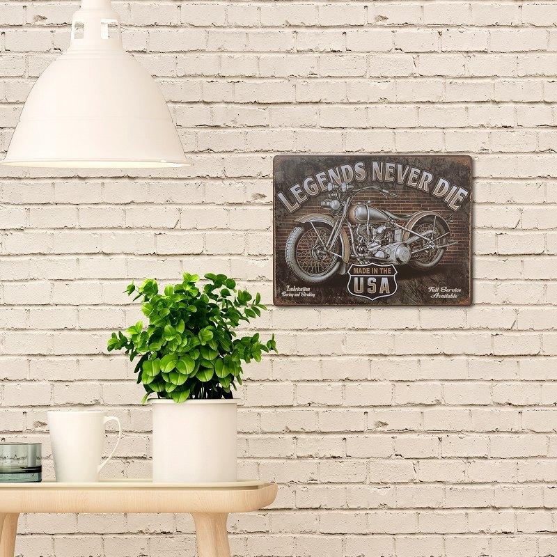 ブリキ看板 ガレージ オートバイク バイク 黒 ポスター 絵アートパネル