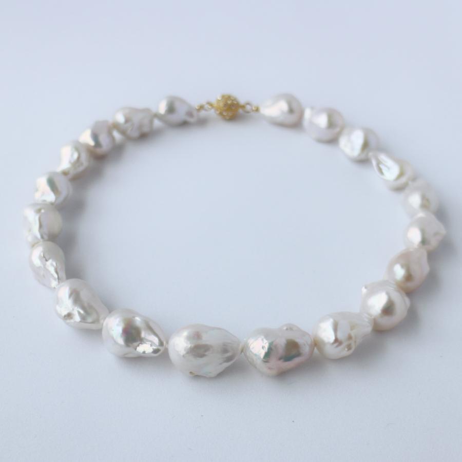 パールネックレス バロック 16-19mm 大ぶり 淡水パールネックレス 結婚