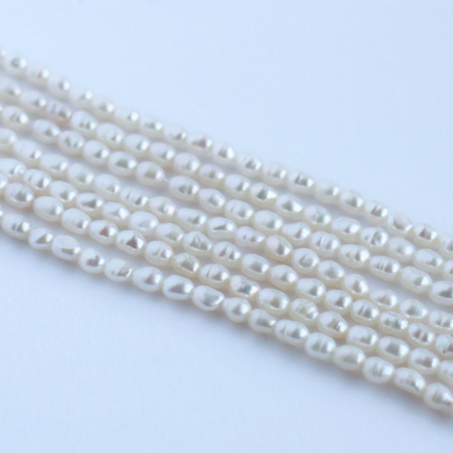 淡水パール 専門店】淡水パール パーツ 連売り 小粒本真珠 3mm 4mm