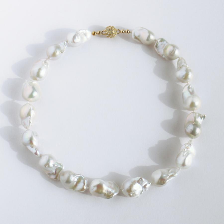 パールネックレス バロック 16-19mm 大ぶり 淡水パールネックレス 結婚