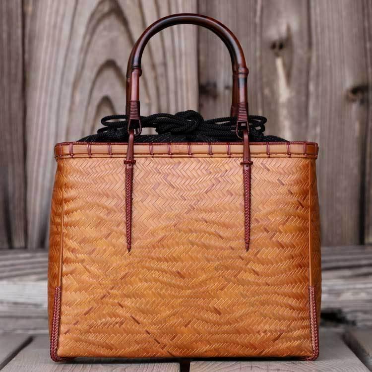 受注生産 お届けまで約6ヶ月）煤竹波網代バッグ（大） : 虎斑竹専門店