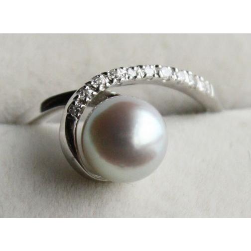 パール リング 7-7.5mm アコヤ真珠 指輪 シルバー925 ジルコニア付 3
