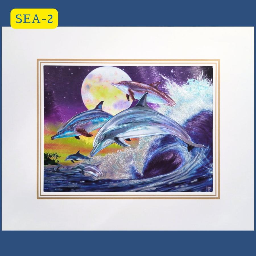 エッチング アート 版画プリント イルカ 熱帯魚 くじら 海の動物 癒し