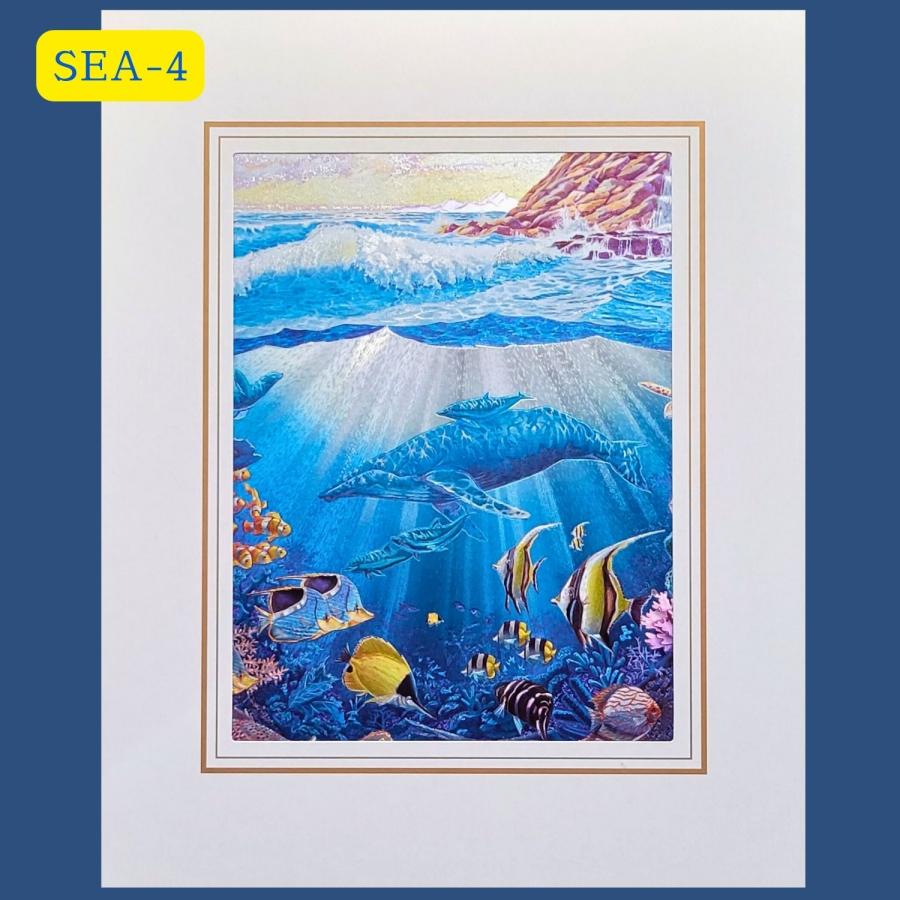 エッチング アート 版画プリント イルカ 熱帯魚 くじら 海の動物 癒し