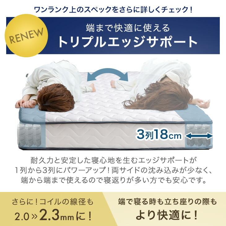 タンスのゲン マットレス セミダブル 極厚 22cm厚 線径2.3mm 3D