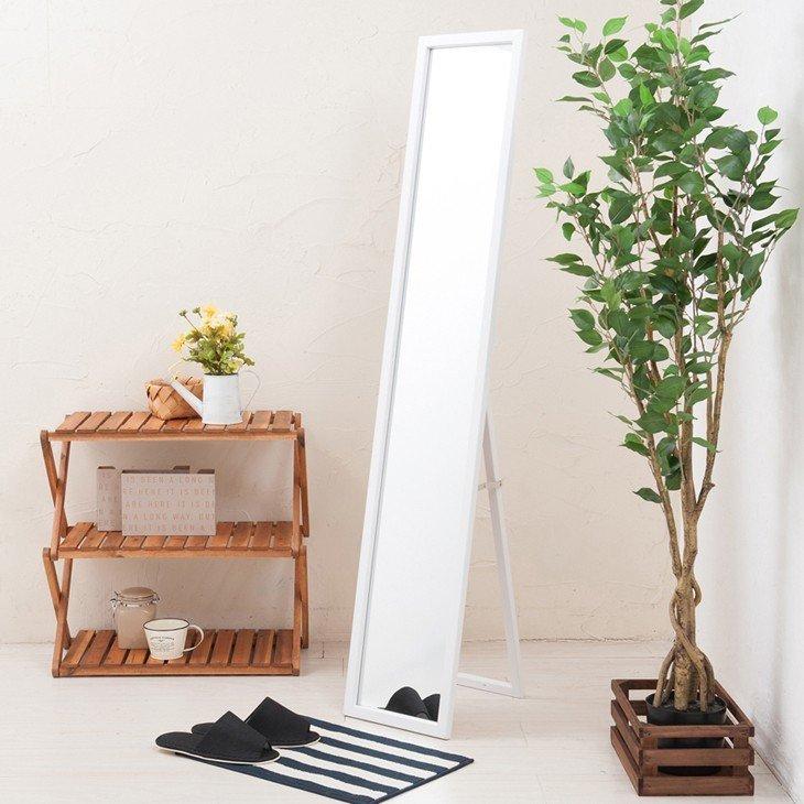 25日正午〜+3% スタンドミラー 幅27 高さ147 シンプル ホワイト 鏡
