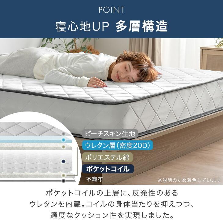 タンスのゲン マットレス セミシングル 20cm厚 ポケットコイル コイル