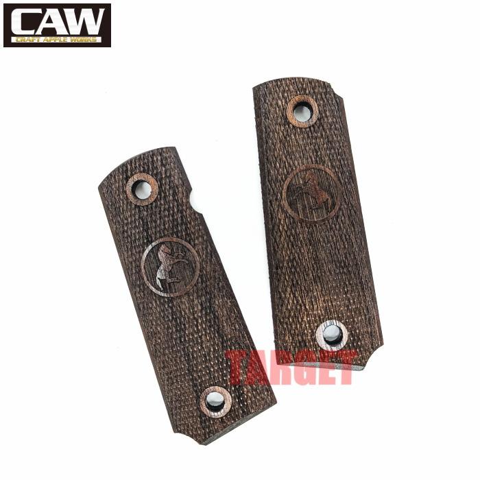 ☆CAW 1911 ガバメント用 木製グリップ ウォルナット フルチェッカー