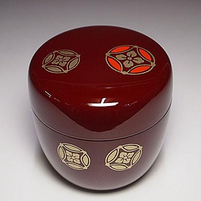 茶道具/薄茶器） 溜塗 七宝蒔絵 プラスチック中棗 紙箱入り : お茶道具