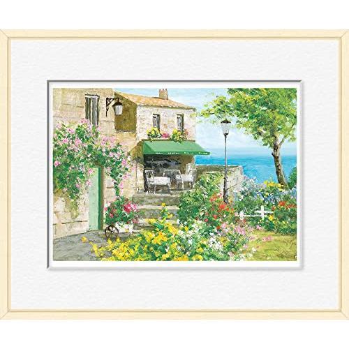 APJ ジクレー版画 額装 生田明 「海の見えるテラス」 9711 サイン刷込