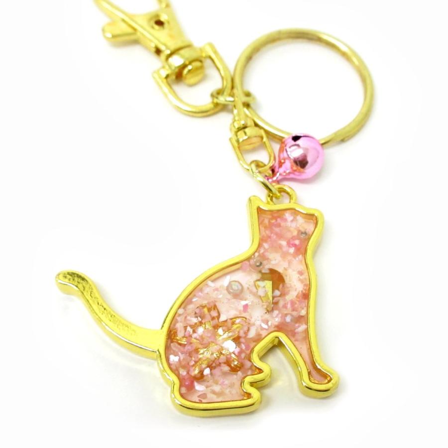 さくら ねこ キーホルダー ステンドガラス風 幸運を呼ぶ フォーチュン