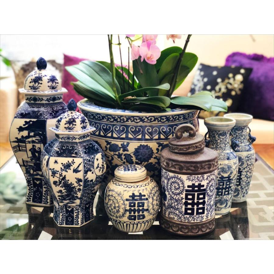 THE-SECRET-GARDEN シノワズリ Blue & White 飾り壺 大 青白陶器