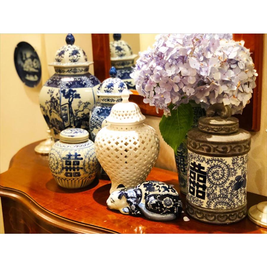 THE-SECRET-GARDEN シノワズリ Blue & White 飾り壺 大 青白陶器