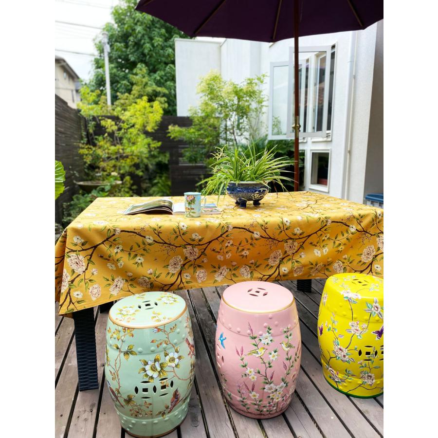 THE-SECRET-GARDEN シノワズリ スツール 陶器 椅子 花鳥柄 飾り台 花台