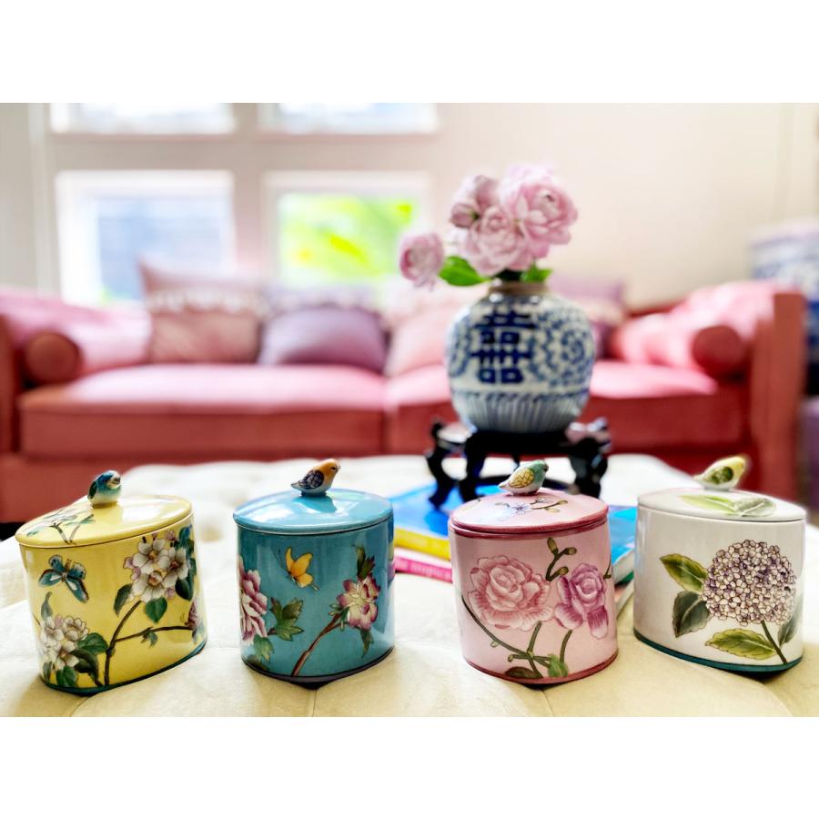 THE-SECRET-GARDEN シノワズリ キャニスター 全4種類 蓋鳥付 花鳥柄