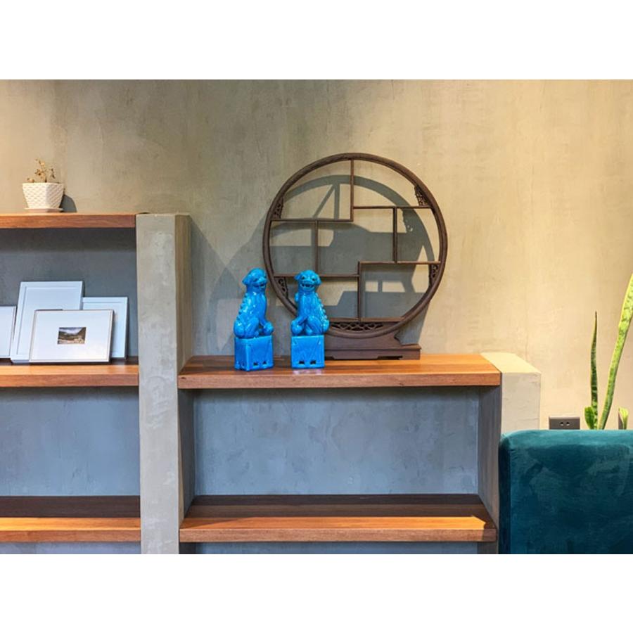 珍品棚 中国茶器 飾り棚 木製 丸型 大 飾り台 シノワズリ シェルフ