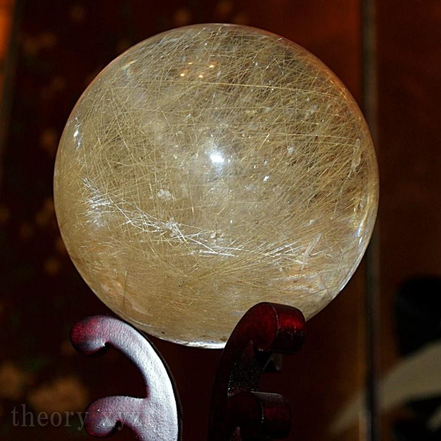 theory xyz ルチルクォーツ 丸玉 水晶玉 天然 75.60mm 宝石鑑別書付