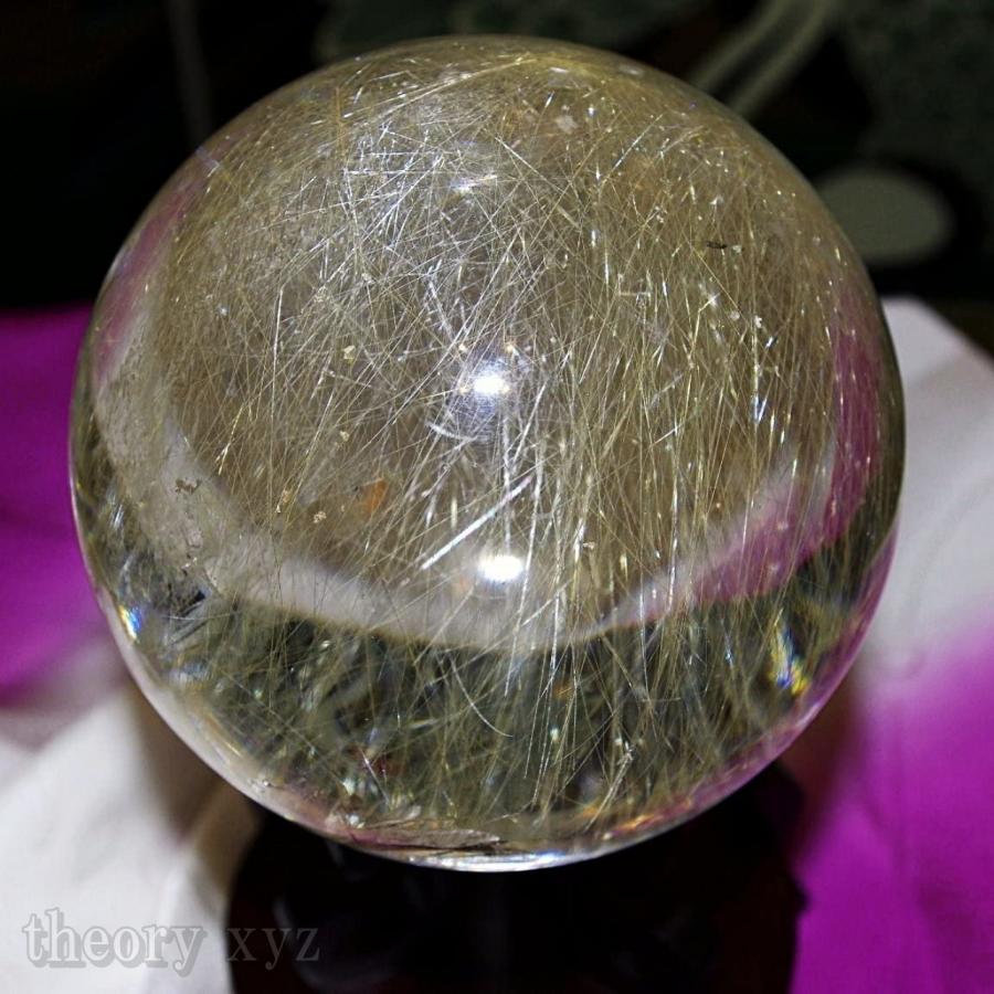 theory xyz ルチルクォーツ 丸玉 水晶玉 天然 75.60mm 宝石鑑別書付